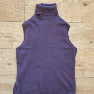 Purple Cashmere Sweater Sleeveless Turtleneck Sweater Size XL
